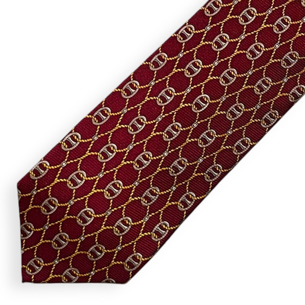Vintage NINA RICCI Silk Tie with Rare Keeper Loop Chain